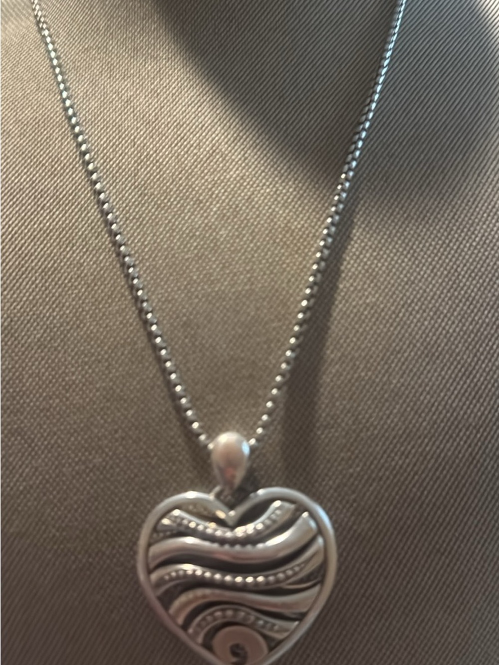 Brighton Sterling Silver Heart Wave Pendant Necklace - Silver